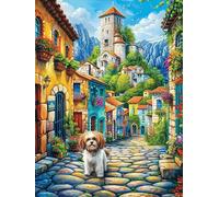 Perro en una Ciudad Europea Rompecabezas 1000 Piezas Cartón Grueso para Coleccionistas Eventos Team Building Relajación Mental Ocio En Casa Reyes 1000 PCS