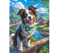 Perro en una Escena de Granja mágica Rompecabezas 300 Piezas Cartón Grueso para Parejas Vida Silvestre y Plantas para Enmarcar Decoración Mural Pieza De Colección Original 300 PCS
