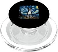 Perro en una Noche Estrellada Van Gogh Boston Terrier PopSockets PopGrip para MagSafe