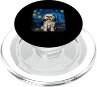 Perro en una Noche Estrellada Van Gogh Shih Tzu PopSockets PopGrip para MagSafe