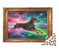 Perro Energético Corriendo Puzzle de 1000 Piezas Papel Puzzle para Adultos Fondo Fantasía Galaxia Relajación Decoración Regalo Familiar Nan