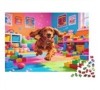 Perro Enérgico Puzzle para Adultos Puzzle de 1000 Piezas Habitación Colorida Juego de Puzzle 1000 Piezas Relajación Decoración Regalo Familiar 52x38cm/1000pcs