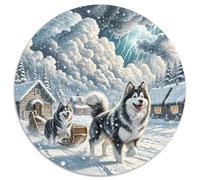 Perro Eskimo Americano 1000 Pieza Rompecabezas Juegos De Puzzle Creativo Puzzle Redondo Juego De Desafío Único para Adultos Y Niños 1000pcs (67.5x67.5cm)