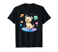Perro Espacial en Planeta cósmico con Planetas Alrededor Camiseta