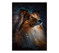 Perro estrella noche 1000pcs Mini rompecabezas para adultos Difícil | 70 x 50 cm Papel Decoración Sala Corte Preciso Regalo Amigo Relajación Espíritu