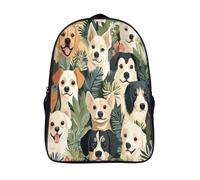 Perro Faces And Plantas Mochila Niña Chicos Patrón sin costuras Escolares Adolescentes Bolsa De Escuela Infantil 16 inch