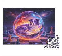 Perro Fantasía Cósmica Puzzle de 1000 Piezas Papel para Adultos Tablero de Ajedrez Mágico Puzzle para Toda la Familia Relajación Decoración Hogar Regalo 70x50cm/1000pcs