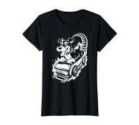 Perro Feliz Montando una montaña Rusa Retro, Cachorro de Dibujos Animados Camiseta gráfica económica