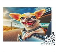 Perro Feliz Paseo en Coche Puzzle de 1000 Piezas Puzzle para Adultos Papel Vista de Carretera Soleada Relajación Familiar Decoración Hogar 70x50cm/1000pcs