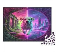 Perro Feliz Puzzle para Adultos Puzzle de 1000 Piezas Papel Ciudad Fantasía Ruinas Antiguas Juego de Puzzle 1000 Piezas Decoración Relajación Regalo 70x50cm/1000pcs