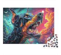 Perro Feroz Arte Fantástico Puzzle para Adultos Puzzle de 1000 Piezas Papel Relajación Regalo Familiar 38x26cm/1000pcs