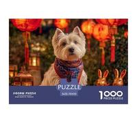 Perro Festivo con Farol Puzzle para Adultos Puzzle de 1000 Piezas Papel Escena Nocturna Relajación Familia Decoración Regalo 70x50cm/1000pcs