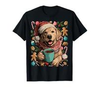 Perro Festivo Golden Retriever de Navidad con Galletas Cacao Camiseta