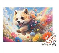 Perro Flor arco iris Puzzle, 1000 piezas para adultos de alta calidad | 38x26cm Amantes Del Arte, Regalo De Cumpleaños, Cartón, Calma Del Estado De ánimo, Acabado Liso