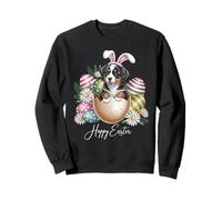 Perro floral Día de Pascua Lindo Perro de montaña de Berna Feliz Pascua Sudadera