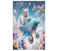Perro Flying Plane Puzzles Adulto 1000 piezas Regalo Familia Puzzle Clásico 3D Niños Juguete de Madera Regalo Único 78 × 53 cm