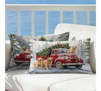 Perro Funda Cojin 40x70 Juego de 2 Camión, Cojines Exterior Impermeable Lino Decorativos Funda Almohada Patrón Impresión Doble Cara con Cremallera para Sofá Decoración Hogar Regalo Mujer, Cod852