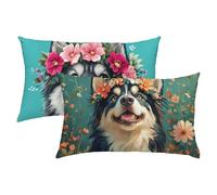 Perro Fundas Cojines 40x60 Lino Juego de 2, Lujosas Funda Cojin Colorful Súper Suaves y Cómodas, Funda de Almohada con Cremallera Oculta, Fácil Cuidado, Adecuado para Sofá, Cama, Silla o Jardín S-389