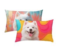 Perro Fundas Cojines 40x60 Terciopelo Juego de 2, Lujosas Funda Cojin White Súper Suaves y Cómodas, Funda de Almohada con Cremallera Oculta, Fácil Cuidado, Adecuado para Sofá, Cama, Silla S-395