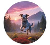 Perro Ganado australianoRompecabezas Redondo 1000 Piezas Conperro Mascota para Estimular La Mente Y Decorar El Hogar 1000pcs (67.5x67.5cm)