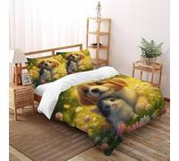 Perro Gato Funda Edredon 3 Piezas con Impresión En 3D Cute Garden Pets con Funda Almohada Double（200x200cm） Microfibra Juego De Ropa De Cama para para Niñosy Hombres