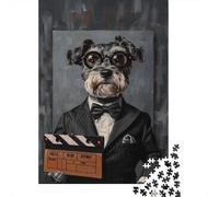 Perro Gentleman Estilo Cine Puzzle de 1000 Piezas Papel Puzzle para Adultos Puzzle para Toda la Familia Relajación Decoración Regalo 38x26cm/1000pcs