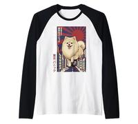 Perro Gigante de Pomerania Tokio Kaiju Pelea y descubre Camiseta Manga Raglan
