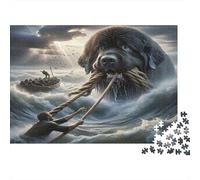 Perro Gigante tirando de un Barco Puzzle 1000 Piezas Papel Reciclado para Adultos Puzzle para Adultos Juego Familiar desafiante Excelente Idea de Regalo para relajación y Creatividad 70x50cm/1000pcs