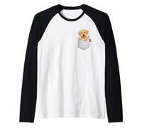 Perro Golden Retriever en Bolsillo Peeking Cute Puppy Dog Camiseta Manga Raglan