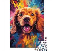 Perro Golden Retriever Puzzle de 1000 Piezas Papel para Adultos Arte Abstracto Colorido Relajación Concentración Deco Hogar Regalo 38x26cm/1000pcs