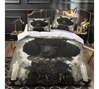 Perro gótico Funda de Edredón Microfibra Suave Estampado 3D 3 Piezas Cierre de Cremallera Oculta con Fundas de Almohada Antibacteriana encaje negro Funda Edredon for familia Single（135x200cm）