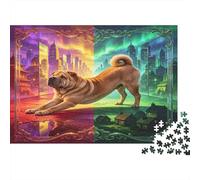 Perro Grande Ciudad y Bosque Coloridos Puzzle de 1000 Piezas Puzzle para Adultos Papel Juego de Relajación Decoración Hogar Regalo Familiar Nan