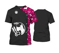 Perro Groomer Salon Pet Store Uniformes de Trabajo 3D Impreso Camisetas para Hombres/Mujeres Unisex Animales Grooming Workwear Cuello Redondo Manga Corta Casual Streetwear Pullover T Shirt