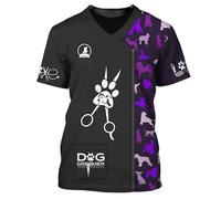 Perro Groomer Salon Pet Store Uniformes de Trabajo 3D Impreso Camisetas para Hombres/Mujeres Unisex Animales Grooming Workwear Cuello Redondo Manga Corta Casual Streetwear Pullover T Shirt
