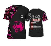 Perro Groomer Salon Pet Store Uniformes de Trabajo 3D Impreso Camisetas para Hombres/Mujeres Unisex Animales Grooming Workwear Cuello Redondo Manga Corta Casual Streetwear Pullover T Shirt