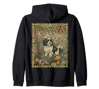 Perro Habanero William Morris Floral Cottagecore Art Sudadera con Capucha