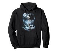 Perro Havanese Aullando a la Luna Retro de los 90 Sudadera con Capucha