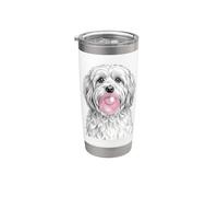 Perro Havanese que sopla Bubble Gum Cute Puppy Vaso térmico de acero inoxidable de doble pared