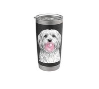 Perro Havanese que sopla Bubble Gum Cute Puppy Vaso térmico de acero inoxidable de doble pared