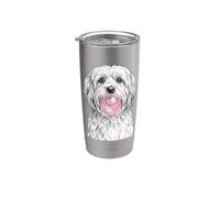 Perro Havanese que sopla Bubble Gum Cute Puppy Vaso térmico de acero inoxidable de doble pared