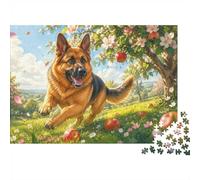 Perro huerto flores 1000 piezas para adultos mini rompecabezas difícil | 52 x 38 cm, cartón, decoración para salón, corte preciso, regalo para amigos, relajación, espíritu