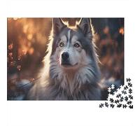 Perro Husky Puzzles Imposible,desafío para Adultos Autumn Outdoor Entretenimiento Creativo 1000 Piezas Obra De Arte De Juego De para Adultos Y Niños Mayores De 12 Años 1000pcs (75x50cm)
