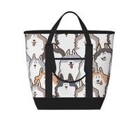 Perro husky siberiano de dibujos animados,Bolsas de almuerzo de gran capacidad, bolsa de mano térmica para mujeres, hombres, trabajo, picnic, viajes.