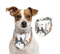 Perro Husky Siberiano de Dibujos Animados,Pañuelos de algodón para Perros, Bufandas Ajustables para Mascotas,M