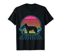 Perro Husky Siberiano Vintage Años 80 Vaporwave Estética Camiseta