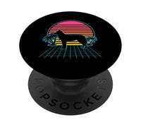 Perro Husky Siberiano Vintage Años 80 Vaporwave Estética PopSockets PopGrip Adhesivo