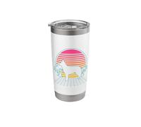 Perro Husky Siberiano Vintage Años 80 Vaporwave Estética Vaso térmico de acero inoxidable de doble pared