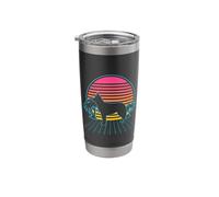 Perro Husky Siberiano Vintage Años 80 Vaporwave Estética Vaso térmico de acero inoxidable de doble pared