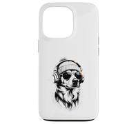 Perro Invernal con Auriculares Estilo Monocromo Carcasa para iPhone 13 Pro