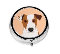 Perro Jack Russell Terrier, Pastillero, Pastillero redondo Pequeño contenedor de pastillas Organizador de pastillas de viaje